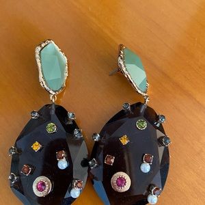 Black large pierced earrings